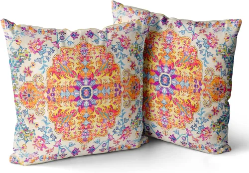 Vista 18 de Snycler Fundas de Almohada Decorativas Bohemias 16x16 pulgadas Juego de 2 Patrón de Alfombra Bohemia de Doble Cara Algodón Suave Funda de Cojín