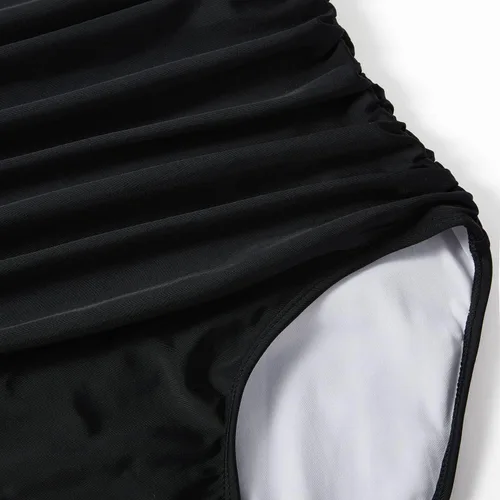 Vista 41 de RXRXCOCO - Traje de baño fruncido de una pieza, con cuello en V, para mujer, con control de abdomen y cuello halter
