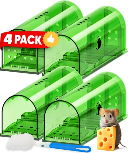 Vista 14 de Trampa humana para ratones para interiores y exteriores, paquete de 2 unidades, atrapa ratones y ratones, trampa pequeña para el hogar, trampa