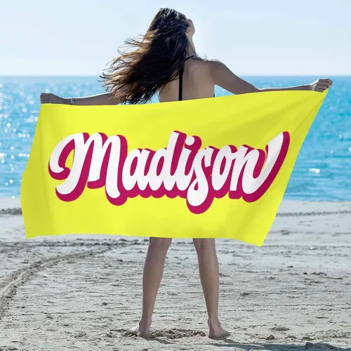 Vista 24 de Artsadd Toalla de playa personalizada con nombre, toallas de playa personalizadas con puntos azules y flores, toallas de playa con nombre