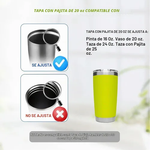 Vista 5 de Vaso de 20 onzas, tapas de repuesto para YETI 16oz pinta/20oz/24oz/25oz