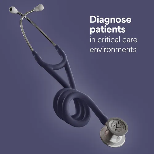 Vista 2 de Estetoscopio de diagnóstico 3M Littmann Cardiology IV, 6187C, más de 2 veces más fuerte, pesa menos, tubo de 27" con acabado satinado azul