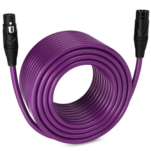 Vista 89 de LyxPro Cable de micrófono XLR hembra a macho de ángulo recto de 3 pines de 1.5 pies para altavoces amplificados, interfaz de audio, rendimiento