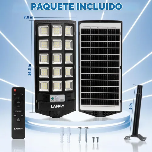 Vista 8 de Farolas solares impermeables para exteriores, sensor de movimiento de 6500 K del atardecer al amanecer con control remoto, luz LED de seguridad
