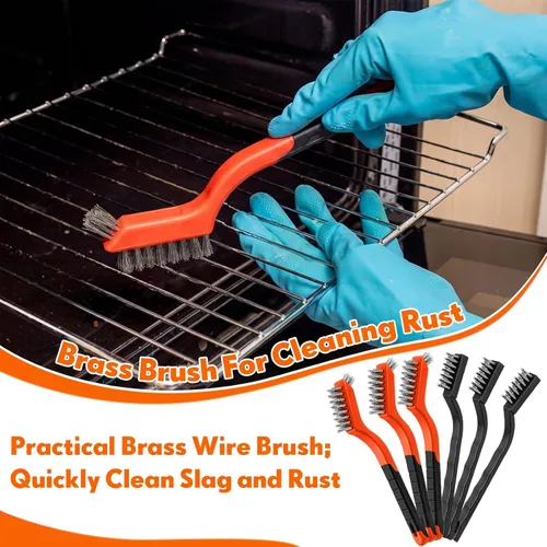 Vista 3 de Zhehao 90 Pcs Mini Wire Brushes Set for Cleaning Small Stainless Metal Brush Scrub Masonry Brass Wire Curved Handle for Cleaning Welding Slag Rust