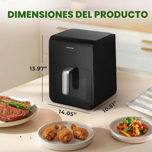 Vista 8 de Nutrichef Ablandador eléctrico de freidora de aire de 6.3 cuartos de galón 12-1 funciones de cocción preestablecidas Incluye función