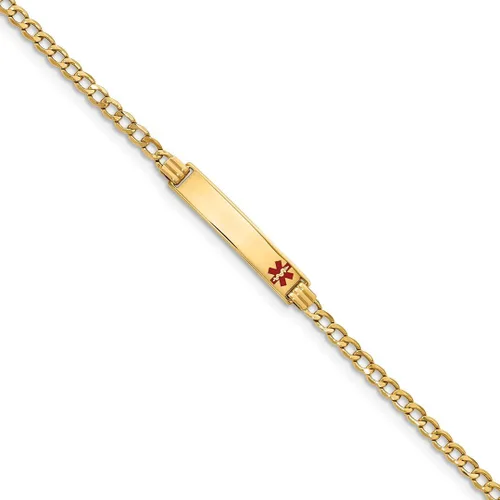 Vista 9 de 14k Yellow Gold Medical Alert Red Enamel Cuban Link Id Bracelet 8 Inch Fine Jewelry For Women Gifts For Her