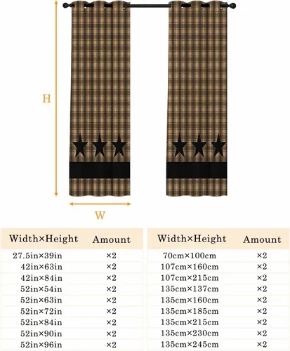 Vista 9 de Cortinas opacas Texas Barn Stars de 39 pulgadas de largo, cortinas rústicas con aislamiento térmico para dormitorio, sala de estar, 2 paneles de 55
