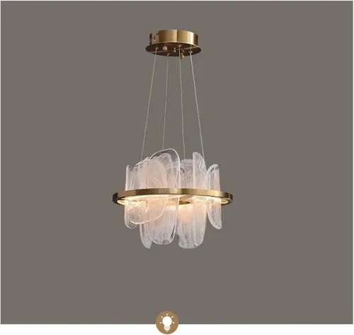Vista 8 de Gold Ring Cloud Glass Pendant Lamp Cloud Glass Adjustable Ceiling Pendant Light Luxury Gold Ring Hanging Light Crystal Ceiling Chandelier for Living