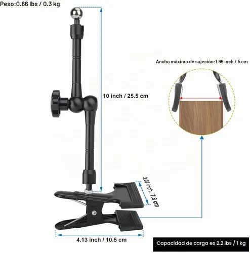 Vista 7 de Mippko Soporte para tablet para escritorio/mesa/caballete/tablero/estante, brazo de aleación de aluminio ajustable de 360°, soporte para iPad