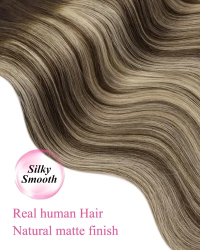 Vista 118 de YoungSee Extensiones de Cabello Humano con Cinta Balayage Extensiones de Cabello con Cinta Marrón Oscuro Extensiones de Cabello con Cinta Ombre