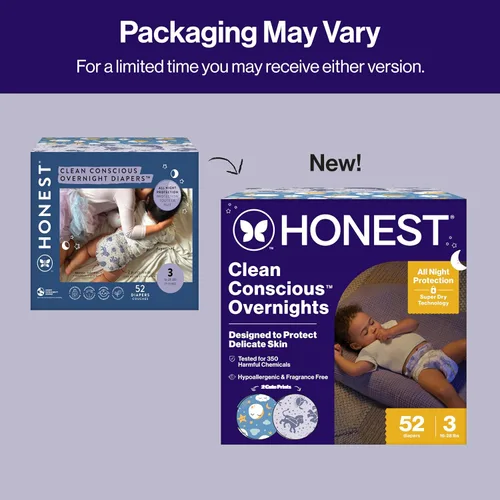 Vista 11 de The Honest Company Pañales Comfort Dry para la noche, protección de hasta 12 horas, hipoalergénicos, acogedores carteles de nube + estrellas