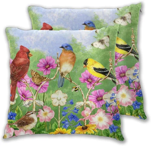 Vista 14 de Juego de 2 fundas de almohada de primavera y verano, diseño de libélula y flor, fundas para sofá, oficina, dormitorio, decoración del hogar, 16 x 16