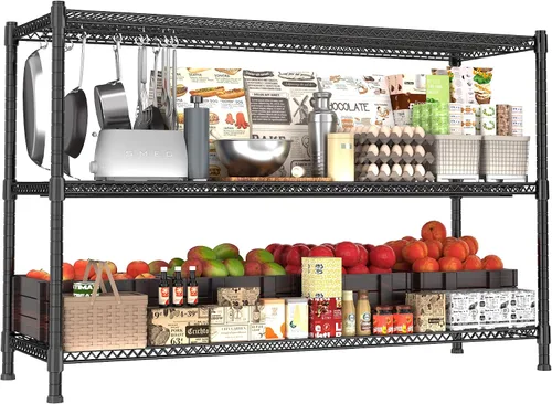 Vista 11 de GIOTORENT Unidades de Estantería Metálica de Pie de 5 Niveles, Estante de Alambre de Altura Ajustable Rack de Exhibición para Lavandería Baño Cocina
