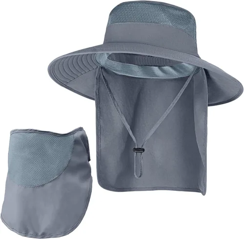 Vista 35 de ZOORON Sombreros de sol para hombres y mujeres con solapa para el cuello Gris oscuro
