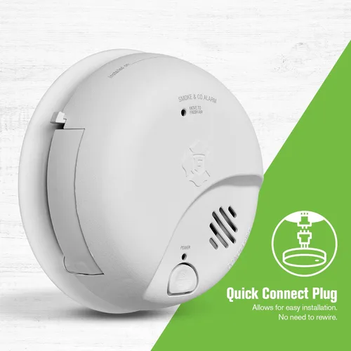 Vista 2 de First Alert Alarma combinada de humo y monóxido de carbono, detector cableado de interconexión con batería de respaldo, SMICO100-AC, Paquete de 1