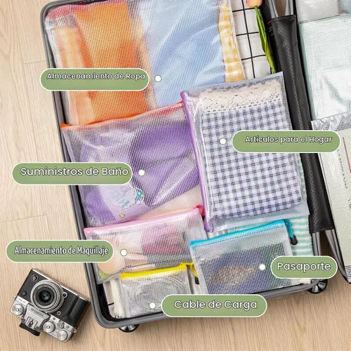 Vista 4 de Smarpau 8 bolsas con cremallera, 8 tamaños, 8 colores, bolsas de plástico con cremallera para organizar, bolsas de documentos impermeables multiusos