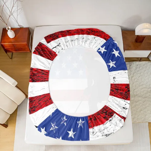 Vista 7 de Erosebridal American Flag Fitted Sheet Twin, Hockey Bedding Set United States Sports Games Bed Sheets for Kids Boys Teens Bedroom, Red White