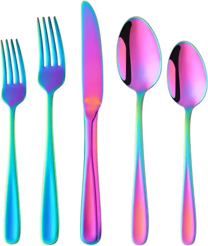 Vista 8 de Baikai Mirror Polished - Juego de cubiertos de 5 piezas, utensilios de cocina de acero inoxidable para 1 unidad (azul)