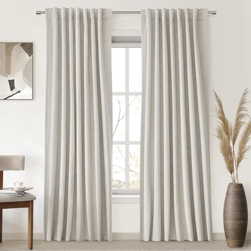 Vista 82 de UHITECH Cortinas cortas de lino de 24 pulgadas de largo para ventanas pequeñas de granja, cortinas opacas modernas para sala de estar, pestañas