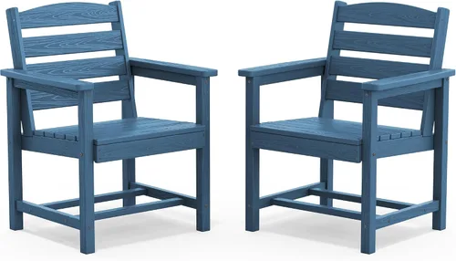 Vista 28 de SERWALL Outdoor HDPE Armless Dining Chairs Set of 2,All-Weather Use,Black Negro