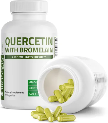 Vista 6 de Bronson Quercetina con bromelina 2 en 1 apoyo para el bienestar, sin OMG, 60 cápsulas