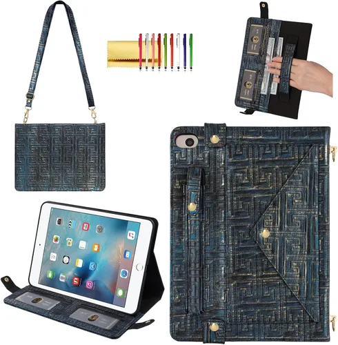 Vista 91 de Funda tipo bolso para iPad mini de 5ª/4ª/3ª/2ª/1ª generación de 7.9 pulgadas, Techcircle funda ligera tipo folio con soporte bandolera con billetera