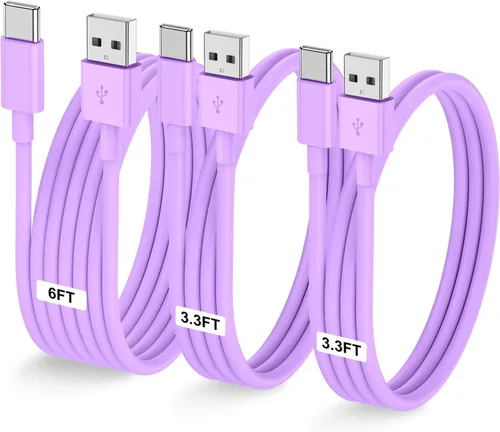 Vista 15 de LOFPYE Paquete de 3 cables USB A a USB C de color azul [3.3 pies+3.3 pies + 6 pies] USB A a USB C, cable Carplay para iPhone 16 15 Pro Plus Pro Max