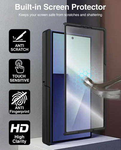 Vista 3 de STORMTAL Funda de cuero diseñada para Samsung Galaxy Z Fold 7 con [protección de bisagra] [protector de pantalla integrado] [atril] funda protectora