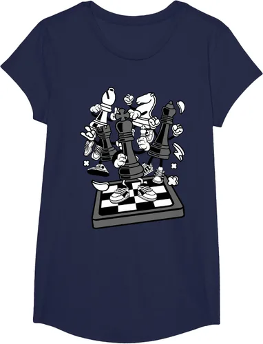 Vista 30 de Figura cómica Camiseta de tablero de ajedrez jugador de ajedrez Azul Marino