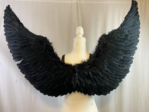 Vista 3 de Plumas de pavo y ganso, disfraz de alas de ángel, fiesta, fotografía, divertido vestido de ala de ángel