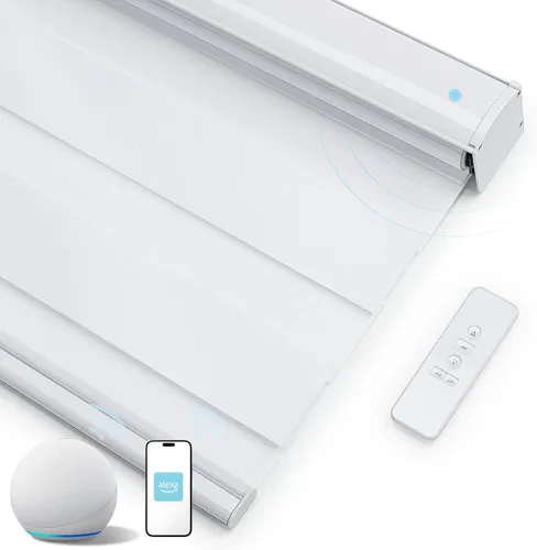 Vista 8 de Persianas motorizadas de cebra para ventanas, persianas inteligentes con control remoto, filtrado de luz, compatibles con Alexa Google Home