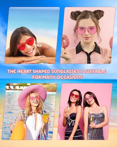 Vista 7 de Photect 12 pares de lentes de sol sin montura en forma de corazón, gafas de sol de corazón transparentes para fiestas