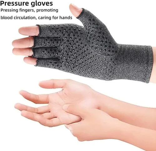 Vista 2 de 2 pares de guantes de compresión para artritis, proporcionan calor para el túnel carpiano, reumatoides, guantes de alivio del dolor de artritis