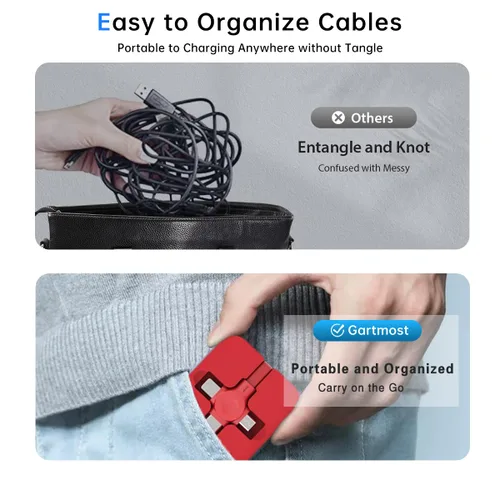 Vista 5 de Gartmost 6 unidades 3 en 1 retráctiles múltiples cargadores rápidos Cable a granel (3.28 pies) con USB C/Micro USB/L y soporte para teléfono