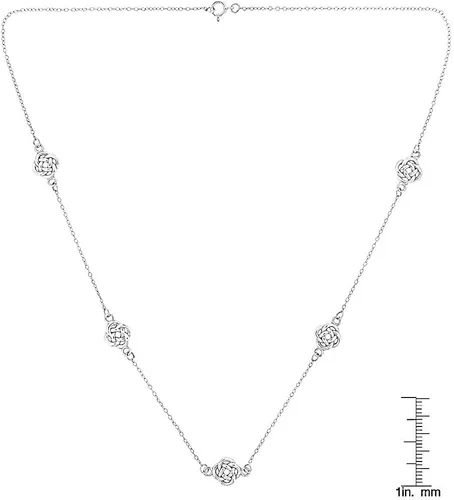 Vista 3 de Hoops & Loops Collar de cadena de plata de ley 925 con nudo de amor para mujeres, adolescentes, plata, oro amarillo, oro rosa