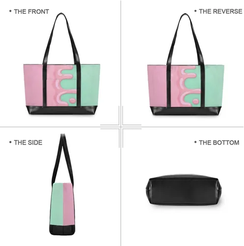 Vista 5 de Diseño de goteo rojo claro en verde claro portátil caso portátil con cremallera maletín bolsas para mujeres trabajo con pañal maletín ejecutivo