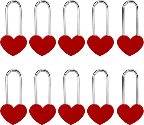 Vista 16 de Candado de amor VeYocilk de 3.5" 50mm en forma de corazón, candado de corazón negro para deseos de amor, ideal para bodas, San Valentín