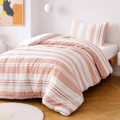 Vista 9 de Amazon Basics - Juego de edredón de 2 piezas, edredón de microfibra jacquard y funda de almohada, ropa de cama para todas las estaciones, Beige a