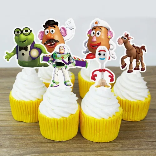 Vista 2 de Juego de 38 decoraciones para cupcakes de cuentos, suministros de fiesta de pastel de cumpleaños