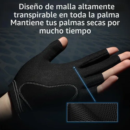 Vista 4 de Guantes de billar para mano izquierda 3 dedos, guante de piscina Negro