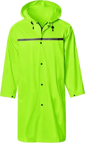 Vista 12 de Chaqueta de lluvia larga con capucha de seguridad para hombres, impermeable de emergencia, poncho Negro