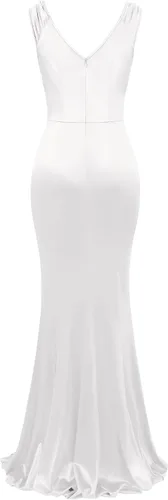 Vista 2 de MUXXN Vestidos de noche vintage de los años 50 con cuello en V y dobladillo de sirena para mujer, estilo vintage de los años 50