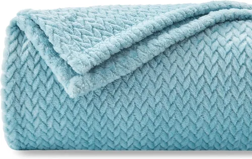 Vista 48 de NEWCOSPLAY Manta de Tiro Súper Suave Aqua Franela Sedosa Premium Fleece con Patrón de Hojas Ligera Manta de Cama para Uso en Todas las Estaciones
