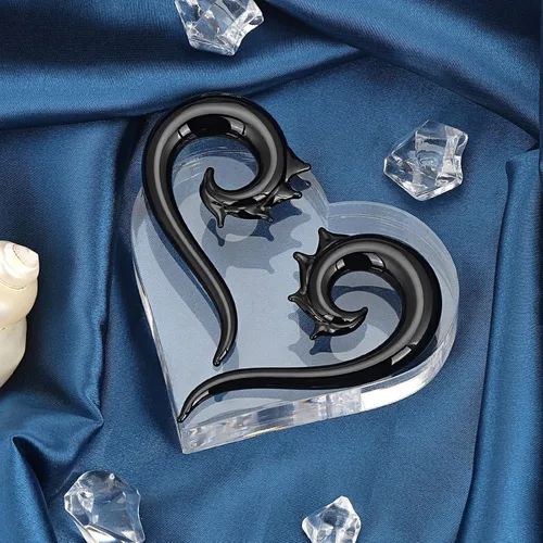 Vista 2 de Stuppendux Tapones de dilatación en espiral de cristal para oreja, dilatadores, dilatadores, dilatadores, piercings para el cuerpo, medidores