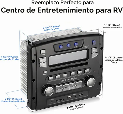 Vista 4 de iRV Technology iRV34 AM/FM/CD/DVD/MP3/MP4 /USB/SD/HDMI/Digital2.1/Sonido Surround/Bluetooth 3 zonas de montaje en pared RV Radio estéreo