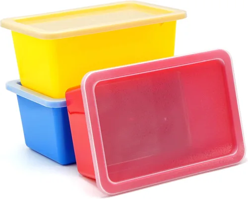 Vista 9 de 4E's Novelty Contenedores de almacenamiento de plástico con tapas, 5 cuartos de galón, paquete de 3, cubos de almacenamiento de plástico coloridos