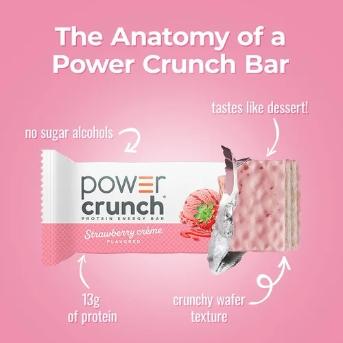 Vista 3 de Power Crunch Barras de oblea Protein Energy, crema de fresa, 1.4 onzas (12 unidades)