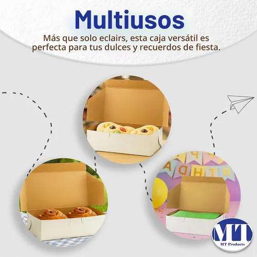 Vista 7 de MT Products Eclair - Caja de panadería de 6.25 x 3.75 x 2.30 pulgadas, paquete de 30 cajas de golosinas blancas, cajas de panadería sin ventana
