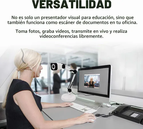 Vista 4 de Cámara de documentos para profesores, 8mp con enfoque automático y luz suplementaria LED, excelente para educación a distancia y conferencias web
